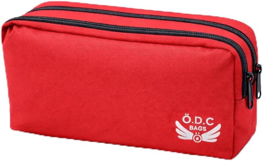 Ö.D.C Bags Çift Gözlü Kalemlik, Kırmızı, Fermuarlı, Taşınabilir Kalem Kutusu
