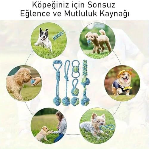 Alternative view of 7 Parça Köpek Halat Oyuncak Seti Isırma Çekiştirme Eğitim Toplu İp Oyuncağı
