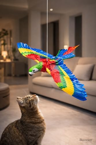 Müzikli Işıklı Kanat Çırpan Uçan Kuş Oyuncağı Pilli İnteraktif Kedi Oyuncağı Av İçgüdüsü Geliştirici Hareketli Sensörlü Kuş Kovucu Evcil Hayvan Eğlence Oyuncağı (Papağan)