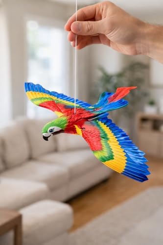 Alternative view of Müzikli Işıklı Kanat Çırpan Uçan Kuş Oyuncağı Pilli İnteraktif Kedi Oyuncağı Av İçgüdüsü Geliştirici Hareketli Sensörlü Kuş Kovucu Evcil Hayvan Eğlence Oyuncağı (Papağan)