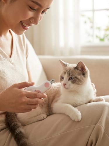 LED Işıklı Kedi Köpek Tırnak Makası Mini Evcil Hayvan Tırnak Kesici Güvenli Hassas Kesim LED Aydınlatmalı Ergonomik Kaymaz Tasarım Sessiz Kullanım Küçük Hayvanlar (Pembe)