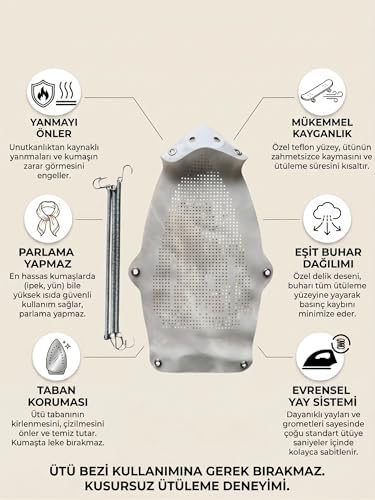 Alternative view of Yanmaz Yapışmaz Teflon Ütü Altlığı, Parlama Önleyici, Hassas Kumaş Koruyucu Ütü Çarığı, Yaylı Montaj, Buhar Delikli Ütü Tabanlığı