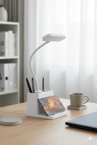 Alternative view of USB Şarjlı LED Masa Lambası Kalemlikli Dokunmatik 3 Kademeli Işık Ayarı 360 Derece Dönebilen Göz Koruma Masa Lambası Ofis Çalışma Gece Lambası