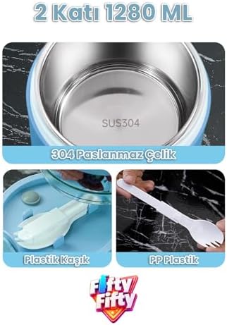 Alternative view of 1280 ML 2 Kat Sızdırmaz 304 Paslanmaz Çelik Bento Lunch Box Yeni Nesil Sefer Tası -FFLBOX12167