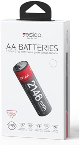 Alternative view of YP88 4 Adet Şarj Edilebilir Yüksek Verimli 1430 mAh 1.5V AA Pil - Siyah