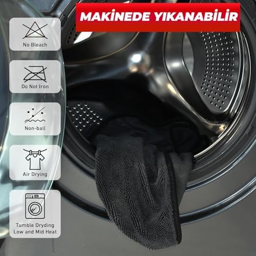Alternative view of 1200GSM Süper Su Emici Özellikli Mikrofiber Araç Kurulama Havlusu 50x70 cm, Orta Boy Çift Katlı Araç Kurutma ve Torpido Silme Bezi (Kırmızı-Gri)