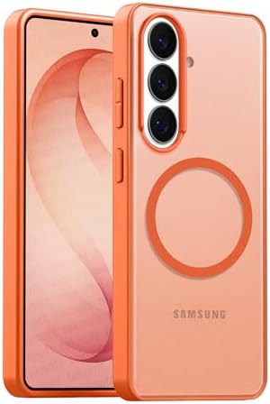 Galaxy S26 için Serisi ile Uyumlu Yükseltilmiş Lens Çerçeveli Ultra Güçlü Darbeye Dayanıklı Yumuşak Silikon Kılıf (Turuncu, Galaxy S26)