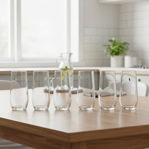 6 Adet 550 ml Şeffaf Cam Meşrubat Bardağı - 6'lı Set Minimalist Tasarım Geniş Hacimli Su, Kokteyl ve Soğuk Kahve Bardağı