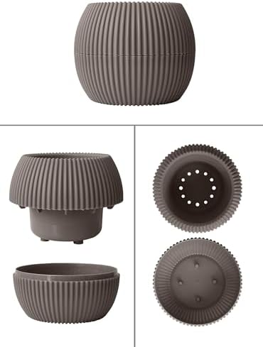 Yuvarlak Saksı Seti 0,15 litre + 0,7 litre, İç Mekan - Dış Mekan 2li Ekonomik Tabaklı Plastik Saksı Set Kahve Renk