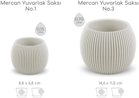 Yuvarlak Saksı Seti 0,15 litre + 0,7 litre, İç Mekan - Dış Mekan 2li Ekonomik Tabaklı Plastik Saksı Set Renk