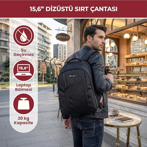 Alternative view of 15.6 İnç Laptop Sırt Çantası, 7 Bölmeli Su Geçirmez Darbe Korumalı Notebook ve Bilgisayar Taşıma Çantası