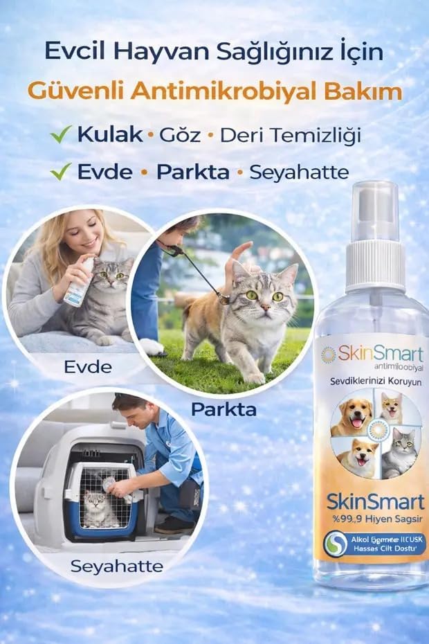 Alternative view of SkinSmart Kedi ve Köpek Kulak, Göz ve Deri Temizleme Spreyi, Antiseptik Bakım Solüsyonu,%99,9 Hijyen, Alkol İçermez, 100 ML