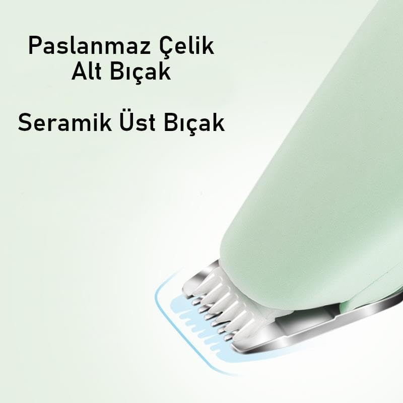 Kedi Köpek Pati Tüy Kesme Makinesi Sessiz Hassas Bölge Traş Cihazı Seramik & Çelik Bıçaklı Yeşil