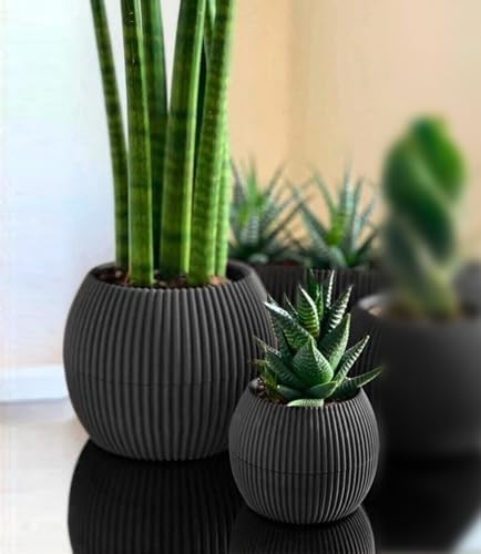 Yuvarlak Saksı Seti 0,35 litre + 1,2 litre, İç Mekan - Dış Mekan 2li Ekonomik Tabaklı Plastik Saksı Set Renk