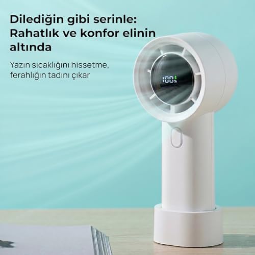 Alternative view of Cırak Turbo El Vantilatörü 100 Kademeli Ayarlı Güçlü Rüzgar Taşınabilir Fan LED Ekranlı USB-C Şarjlı Sessiz Mini Vantilatör Masaüstü ve Elde Kullanım El Fanı Mini Vantilatör Mini Fan (Mor)