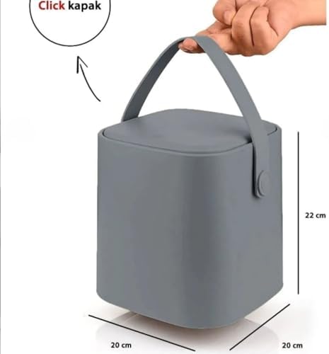 Sihirli Çöp Tezgah Üstü Mutfak Çöp Kovası, Bas Bırak Kapaklı, İç Kovalı, Tutma Saplı, (, 4 Litre)