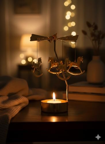 Twirl Candle Dekoratif Dönen Mumluk, Metal,, 10 x 10 cm, Atlı Karınca Temalı