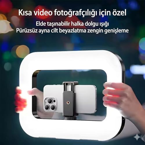 Alternative view of 3in1 Şarjlı LED Ring Light Video Işık Seti Telefon Tutucu Bluetooth Kumandalı 20W 2500K-8500K Ayarlanabilir Işık CRI96+ Vlog Canlı Yayın Makyaj Çekim Işığı | RL-200