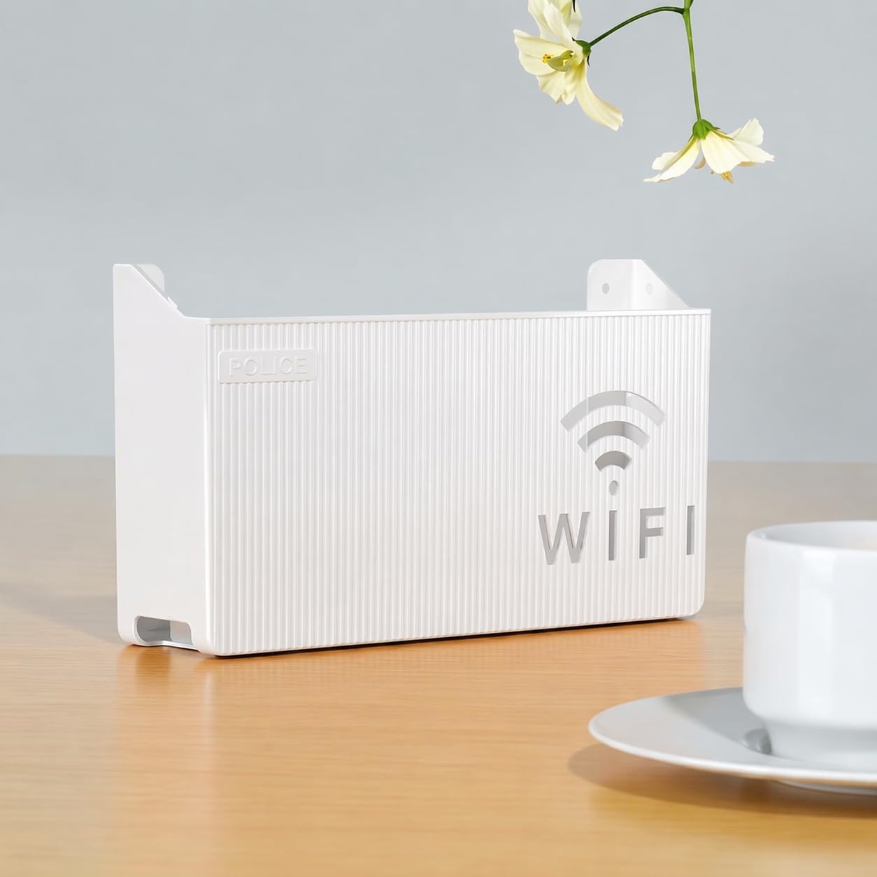 Dekoratif Modem ve Kablo Saklama Kutusu - Duvara Monte Edilebilir Plastik Router Gizleyici, Ev ve Ofis İçin Düzenleyici Wi-Fi Kutusu (25x15x6 cm) - Beyaz