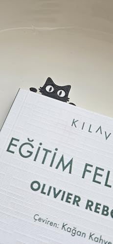3D Baskı Siyah Beyaz Sevimli Kedi Kitap Ayracı 7'li Set
