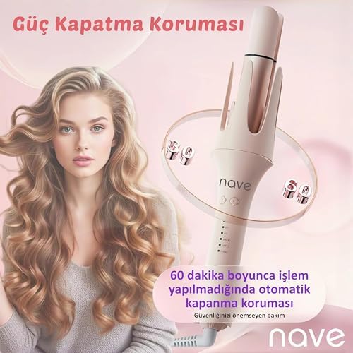 Alternative view of Nave 4 in 1 Saç Maşası Seti, Seramik Kaplama, Otomatik Kapanma, 3 Sıcaklık Seviyesi, 360° Dönen Kablo, Pembe