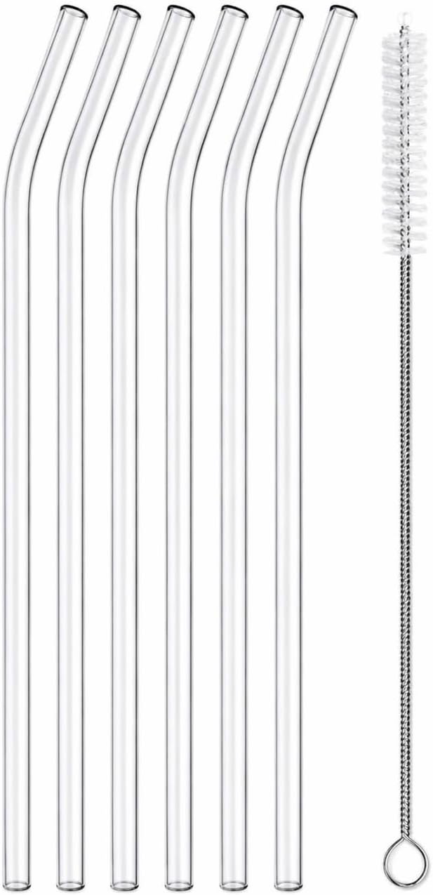 Alternative view of 6’lı Cam Pipet Seti + Temizleme Fırçası – Kavisli Şeffaf Cam Pipet, Yeniden Kullanılabilir, Bulaşık Makinesinde Yıkanabilir