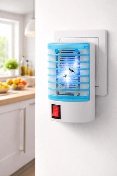 Elektrikli Sinek Savar – UV Işıklı Priz Tipi Böcek Öldürücü Uv Işıklı Priz Tipi Sessiz Böcek Öldürücü Cihaz Savar Elektirikli Kovucu (Mavi)