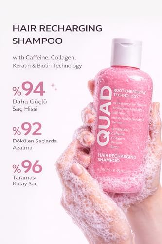 QUAD Kusursuz Görünüm Seti – Saç Hacim Şampuanı ve Toz Kapatıcı – Kafein Biotin Keratin – Seyrek Saç İçin – Siyah –