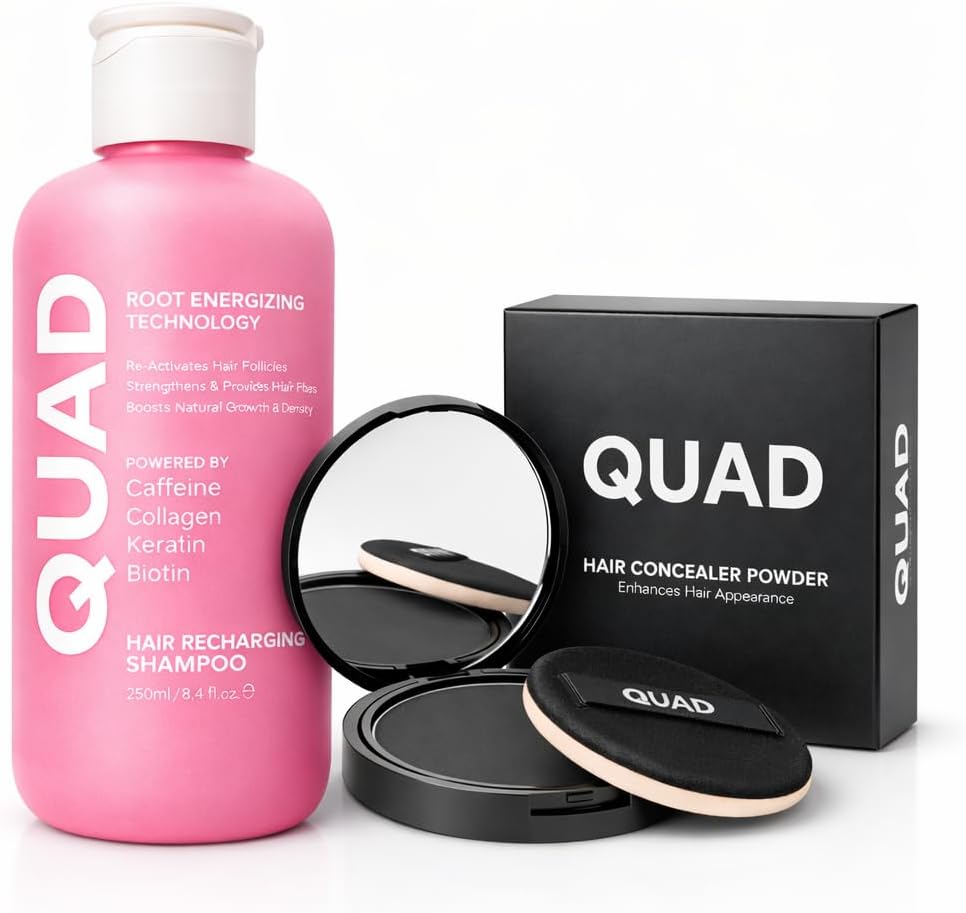 Alternative view of QUAD Kusursuz Görünüm Seti – Saç Hacim Şampuanı ve Toz Kapatıcı – Kafein Biotin Keratin – Seyrek Saç İçin – Siyah –