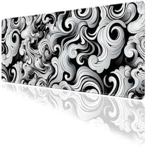 Alternative view of Wave Temalı Oyun Gaming Klavye Mouse Pad Masa Matı 70x30cm Kaymaz Kauçuk Taban Dikişli Kenar