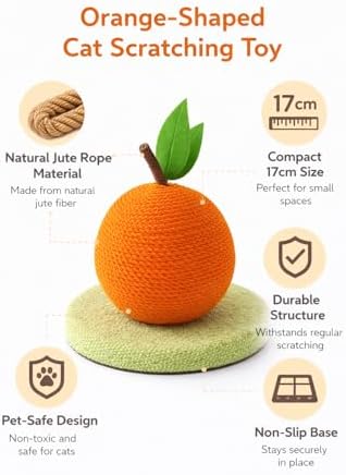 Alternative view of Meyve Temalı Kedi Tırmalama Topu 17 cm Doğal Jüt Halat Kaplama Kaymaz Tabanlı Sağlam Kedi Oyuncağı Tırmalama Aparatı Evcil Hayvan Aktivite Ürünü (Portakal)