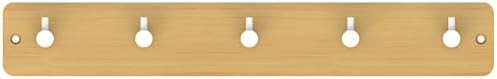 Bambu Duvar Askılığı, 5 Kancalı, 38x5x1,5 cm, Doğal Ahşap Görünümlü (Beyaz Kanca)