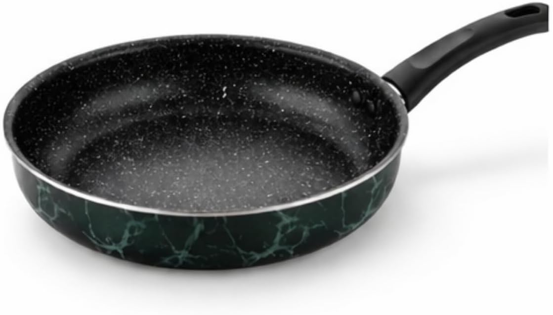 30 cm Teflon Tava, Yapışmaz Yüzey, Homojen Isı Dağılımı, Ergonomik Sap, Yeşil Mermer Desen