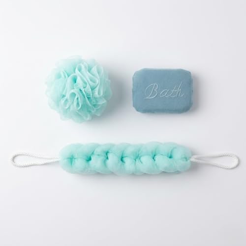 Alternative view of 4 Parça Şeffaf Makyaj ve Banyo Çantası Seti - Mavi Banyo Lifi, Sırt Kesesi ve Mikrofiber El Havlusu - Su Geçirmez Seyahat Tipi Kozmetik Organizeri