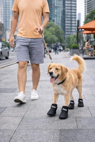 Alternative view of Köpek Ayakkabısı 4’lü Set Su Geçirmez Kaymaz Tabanlı Köpek Botu Küçük Orta Irk Köpekler İçin Koruyucu Patik Yağmur Kar Çamur İçin Dayanıklı Evcil Hayvan Ayakkabısı Siyah (Medium)
