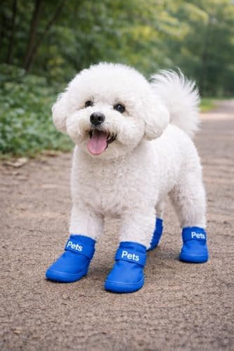 Alternative view of Köpek Ayakkabısı 4’lü Set Su Geçirmez Kaymaz Tabanlı Köpek Botu Küçük Orta Irk Köpekler İçin Koruyucu Patik Yağmur Kar Çamur İçin Dayanıklı Evcil Hayvan Ayakkabısı Mavi (Small)