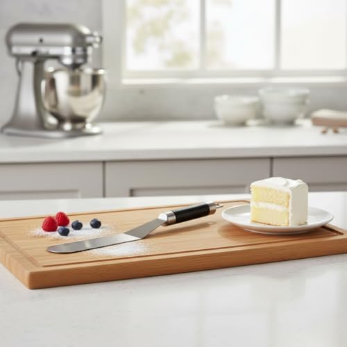 32 cm Siyah Çelik Pasta Sıvama Spatulası - Profesyonel Krema, Ganaj ve Hamur Spatulası