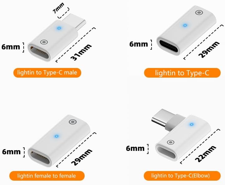 Alternative view of USB-C’den Lightning’e Adaptör, Pencil (1. Nesil) için Şarj Dönüştürücü - Mavi LED Göstergeli, Kompakt ve Taşınabilir, Type-C Cihazlarla Uyumlu (Beyaz) OTGP