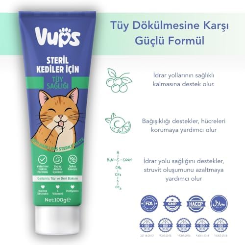 Tüy Dökülme Engelleyici, Tüy Yumağı ve Kusma Önleyici Multivitamin Kedi Malt Macunu 100g