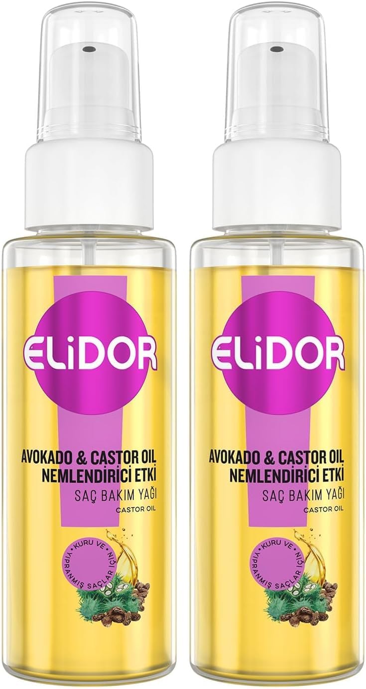 Elidor Saç Bakım Yağı ve Castor Oil Nemlendirici Etki 80 ml (2 paketi)