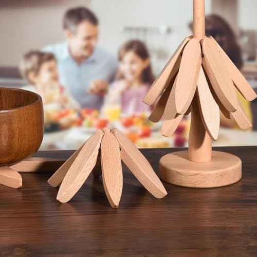Ahşap Ağacı Figürü, Doğal Renk, Kayın Ağacı, 22.35 cm Yükseklik, Masa Üstü Dekoratif Süs