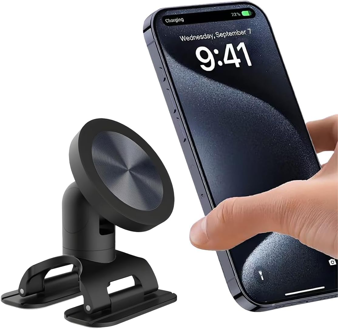 Manyetik Araç Telefon Tutucu, 360 Derece Dönebilen, N52 Neodimyum Mıknatıs, Üç Eksenli, Uyumlu