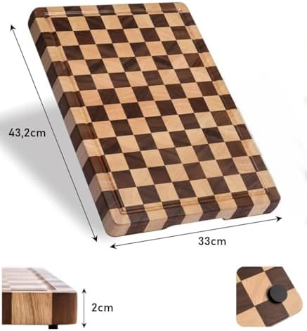 Doğal Akasya Ahşap Kesme Tahtası 43x33 cm – Kaydırmaz Tabanlı, Profesyonel Servis & Sunum Tahtası
