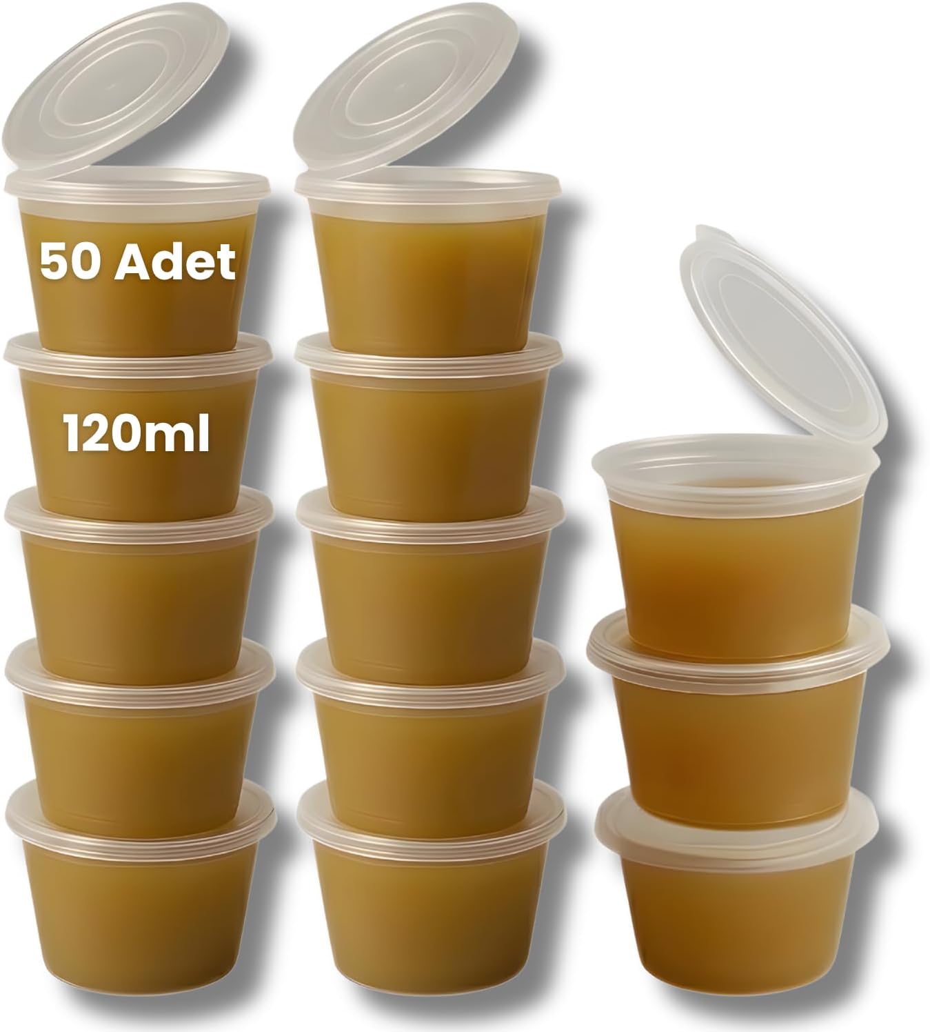 50 Adet Sızdırmaz Mini Saklama Kabı 120 ml – Buzluk Kabı, Et Suyu, Kemik Suyu, Sos ve Püre Saklama Kabı, Kapaklı Küçük Gıda Saklama Kabı, Derin Dondurucu Uyumlu Porsiyonluk Kap Seti