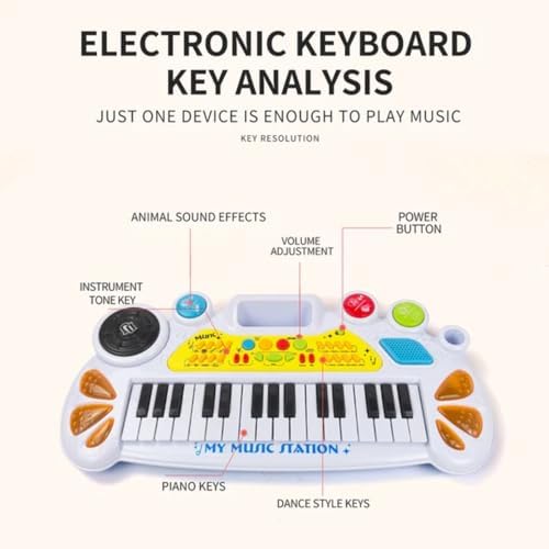 Alternative view of Elektronik Org Müzik Seti Mikrofonlu 45 cm Çocuk MP3 Girişli LED Işıklı Karaoke Oyuncak 3+ Yaş Beyaz