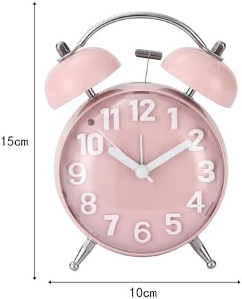 Retro Çalar Saat Işıklı Analog Masa Saati Dekoratif Komodin Saati Kapaklı 15x10 Pembe