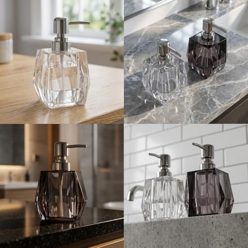 Alternative view of 1 Adet Akrilik Sıvı Sabunluk Seti (200 ml) - 2 Farklı Renkli Kırılmaz Şeffaf Banyo ve Mutfak Düzenleyici Şık Losyon ve Sabun Pompası Organizer (Asorti)