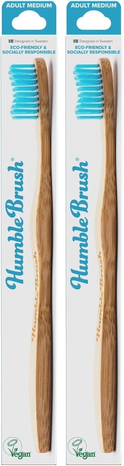 The Humble Co. Brush Yetişkin Bambu Medium Orta Diş Fırçası Mavi 1 Paket (2 paketi)