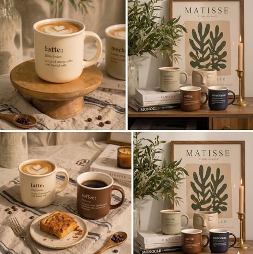Alternative view of 380 cc Porselen Kupa Bardak, Kahve Sözlüğü Tasarımlı Minimalist Kahve Fincanı (, Mocha, Coffee veya Americano - Stok Durumuna Göre 1 Adet Gönderilir)