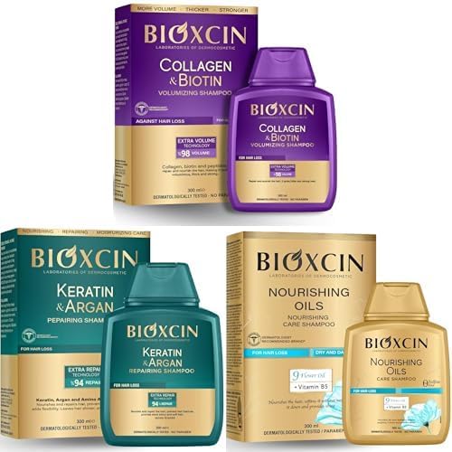 Seti | Collagen & Biotin Hacim & Dolgunlaştırıcı Şampuan 300ml - Ince Telli Ve Hassas Saçlar x1 + Keratin & Argan Onarıcı Şampuan 300ml - Yıpranmış Ve Hasar Görmüş Saçlar x1...